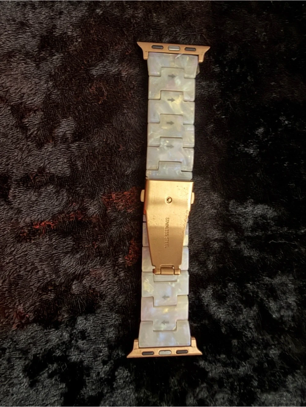 Rose Gold Metal & Mother-of-Pearl Smartwatch Band - Fits Apple Watch Adapters
